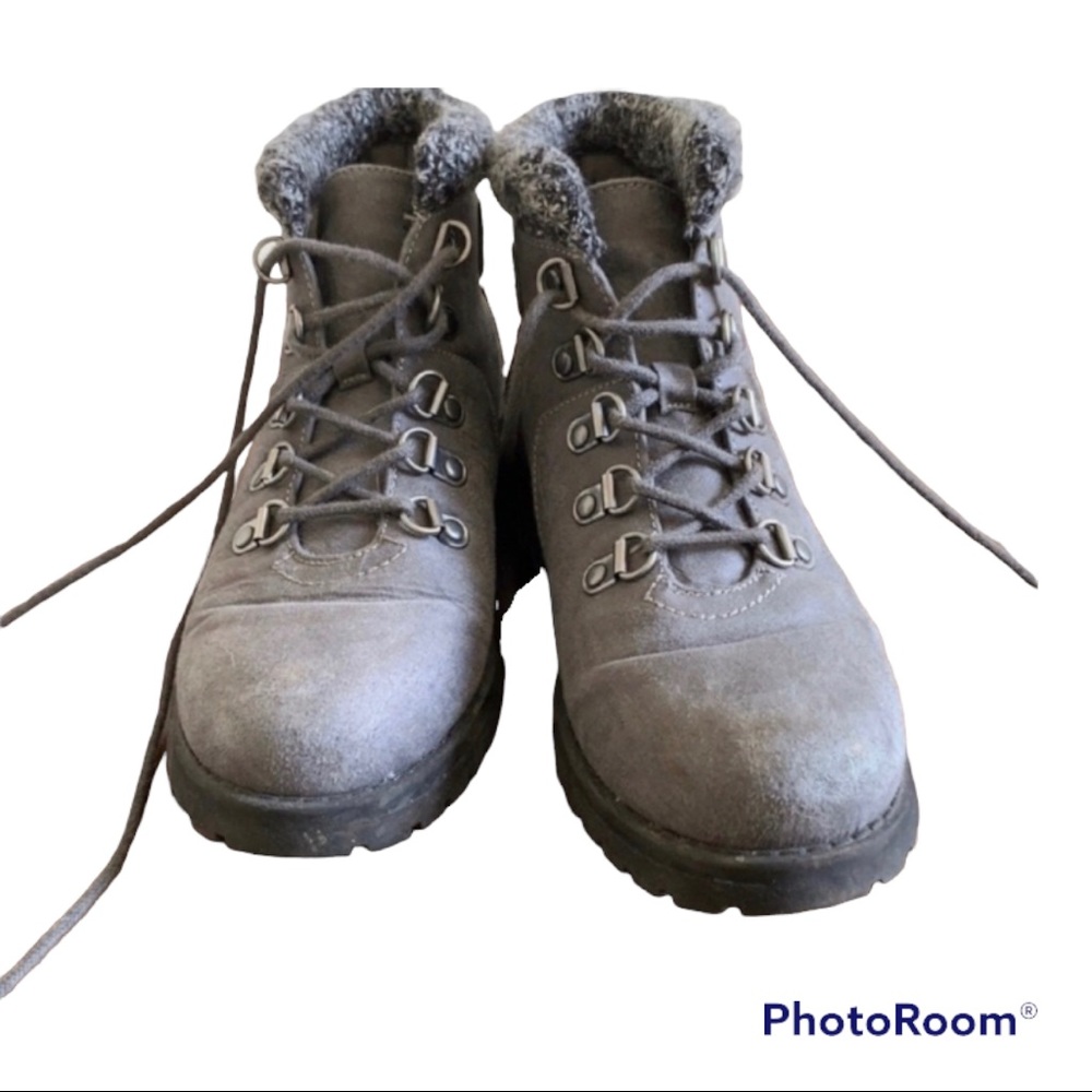 Grey Lace Up Ankle Boots